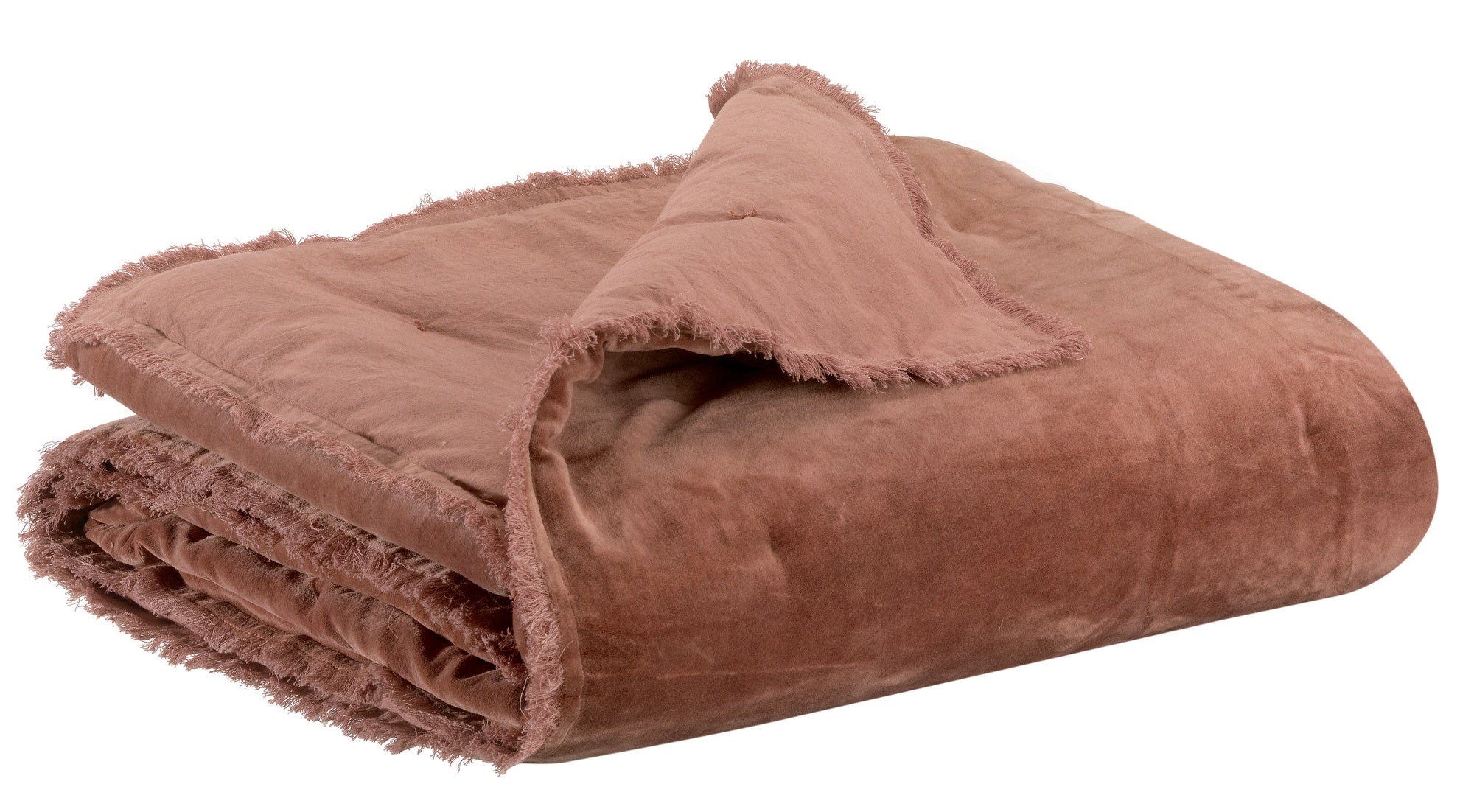 plaid tinta unita fara palissandro, colore palissandro, taglia 135 x 200. plaid piegato in vista frontale su fondo bianco,...