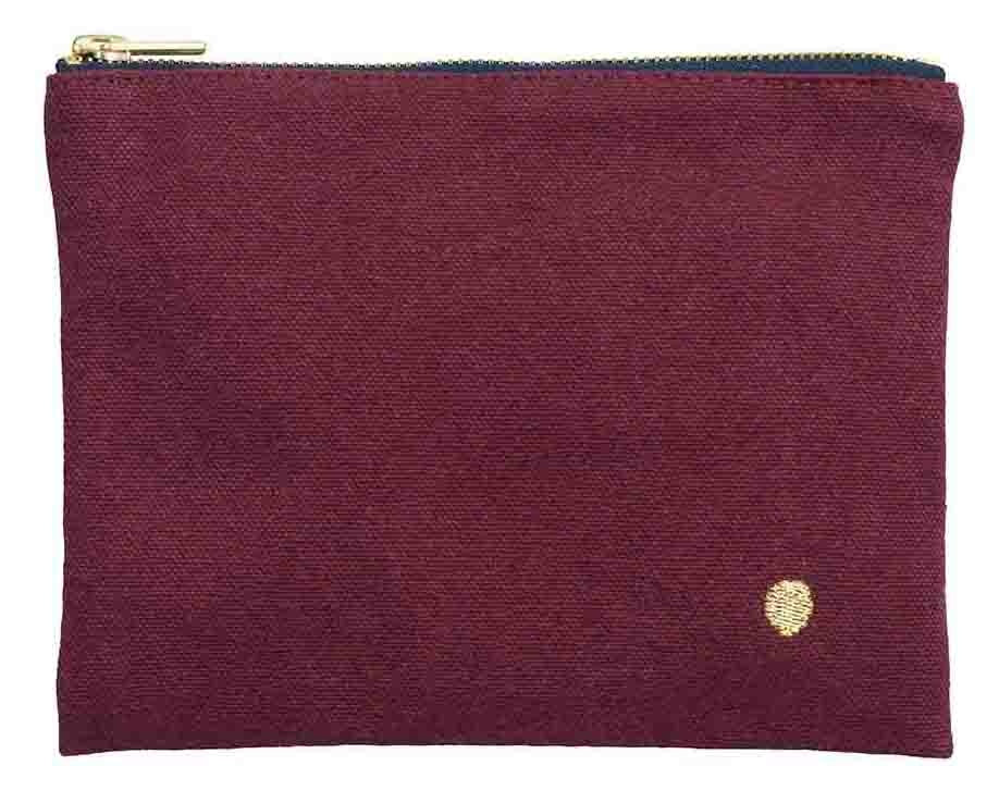 pochette iona vino, colore vino, taglia 14 x 19 x 1. dettaglio del prodotto da bagno