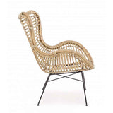 poltrona casilda in rattan, dettaglio dei cuscini imbottiti e tessuto impermeabile