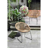 poltroncina cayes naturale, struttura in alluminio, rattan o legno trattato