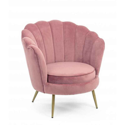 poltrona giliola rosa, poltrona imbottita con struttura solida e design moderno