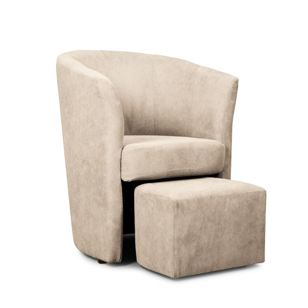 djerba tessuto soro 21 avorio con pouf estraibile, vista ambientata in soggiorno o angolo lettura