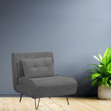 poltrona letto quarzo senza braccioli colore grigio scuro con piedini in metallo, poltrona imbottita con struttura solida e design moderno