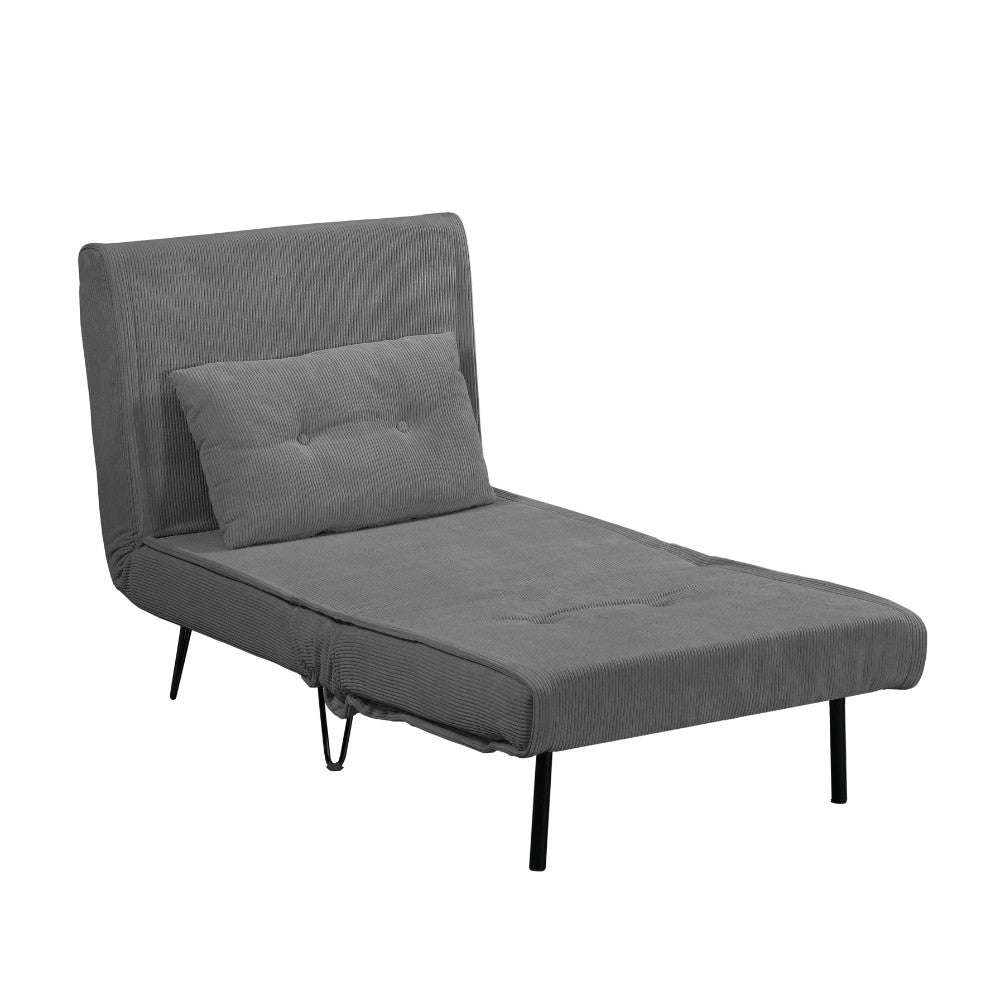 poltrona letto quarzo senza braccioli colore grigio scuro con piedini in metallo, perfetta per aggiungere comfort ed eleganza all’arredamento