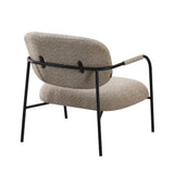 poltrona nat con struttura in metallo nero e seduta in tessuto teddy tortora, stile contemporaneo con braccioli comodi e seduta avvolgente