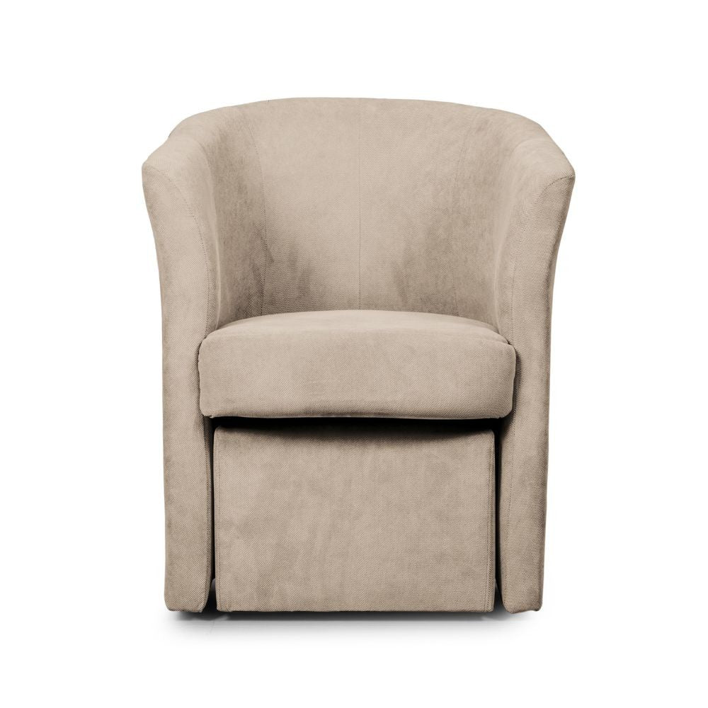 djerba tessuto crema soro 23 con pouf estraibile, vista ambientata in soggiorno o angolo lettura