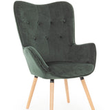 poltrona juliet in tessuto verde, vista ambientata in soggiorno o angolo lettura