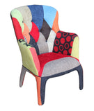 poltrona pigalle imbottita patchwork, struttura in legno o metallo resistente e durevole