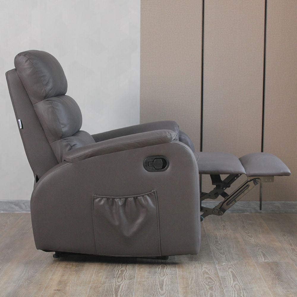poltrona relax futura in nabuk grigio manuale 8 punti di massaggio, supporto lombare ergonomico per il massimo comfort