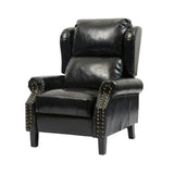 poltrona wing recliner 6 punti massaggianti in ecopelle colore nero, particolare della finitura, tessuto o struttura