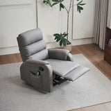 poltrona relax futura manuale 8 punti di massaggio in nabuk grigio chiaro, perfetta per momenti di riposo o lettura