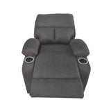 poltrona recliner manuale ninetta con portabicchieri in microfibra nero, vista ambientata in salotto o stanza relax