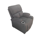 poltrona recliner manuale ninetta con portabicchieri in microfibra nero, disponibile con funzione massaggio o alzapersona