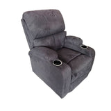 poltrona recliner manuale ninetta con portabicchieri in microfibra nero, poltrona relax elegante per ogni tipo di arredamento