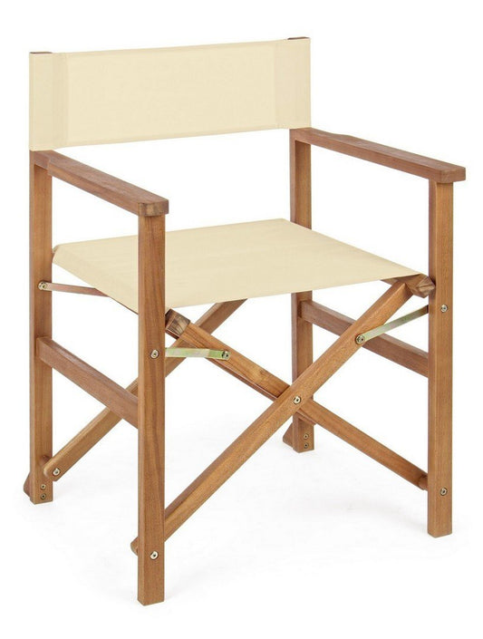 Set di 6 sedie regista NOEMI in legno di acacia e poliestere panna, pieghevoli