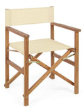 Set di 6 sedie regista NOEMI in legno di acacia e poliestere panna, pieghevoli