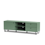 porta tv aldo1 con un'anta 2 cassetti e due vani a giorno colore verde, design elegante per integrare tecnologia e stile