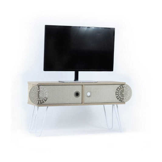 porta tv illia rovere 106x30x48h mt190122, mobile porta TV moderno con ripiani e vani contenitori
