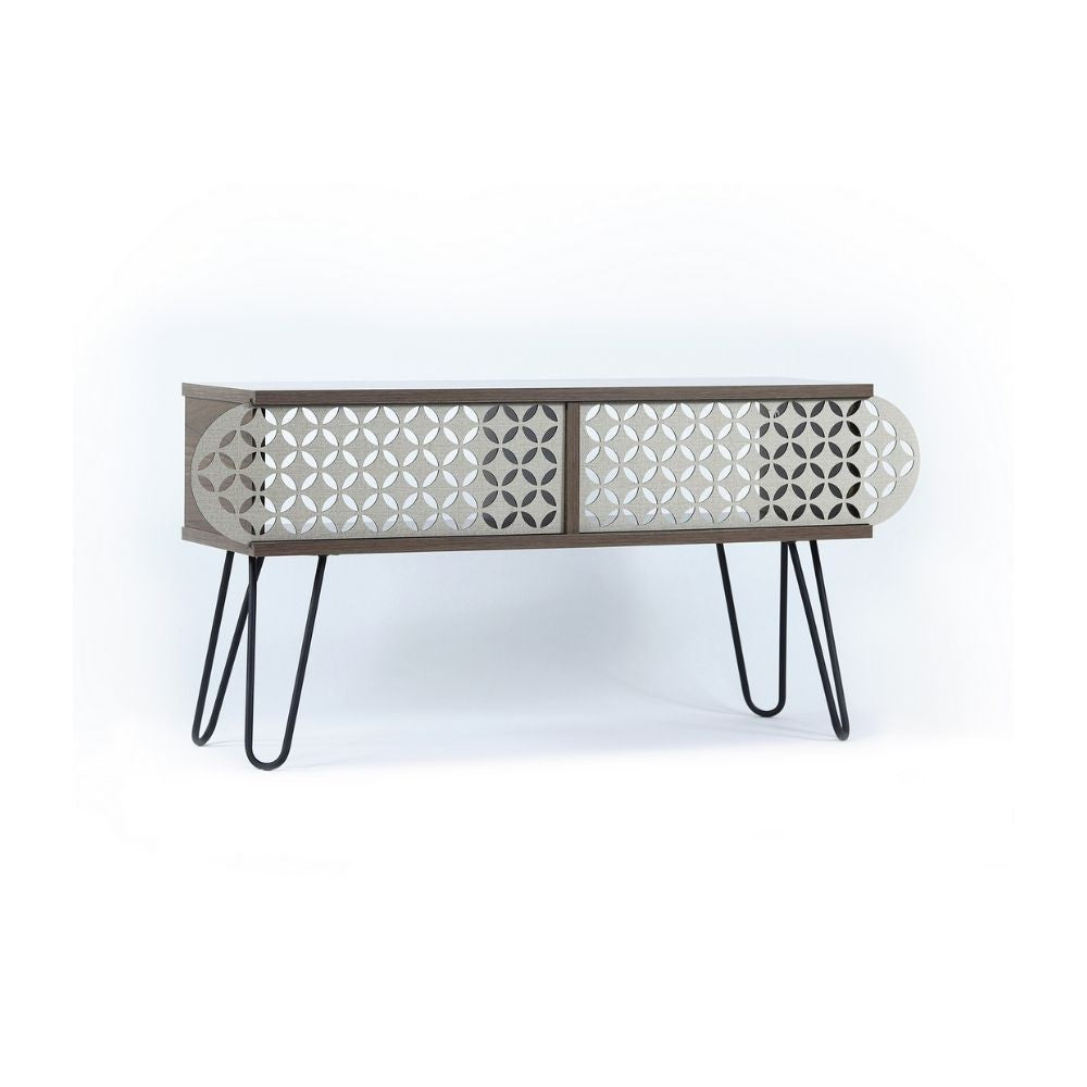 porta tv illia noce 106x30x48h mt190111, dettaglio delle ante e finiture in legno naturale