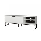 porta tv way bianco con dettagli ghisa, vista ambientata in soggiorno o zona living