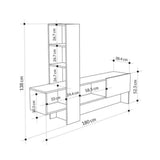 mobile porta tv troya bianco antracite con anta a ribalta, ideale per organizzare console, decoder e accessori