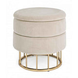 pouf contenitore pavlina beige, pouf imbottito in tessuto o velluto con seduta confortevole