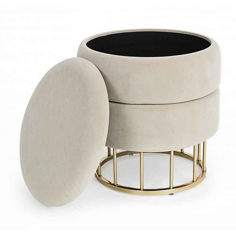 pouf contenitore pavlina beige, pouf contenitore pratico per riporre oggetti e accessori