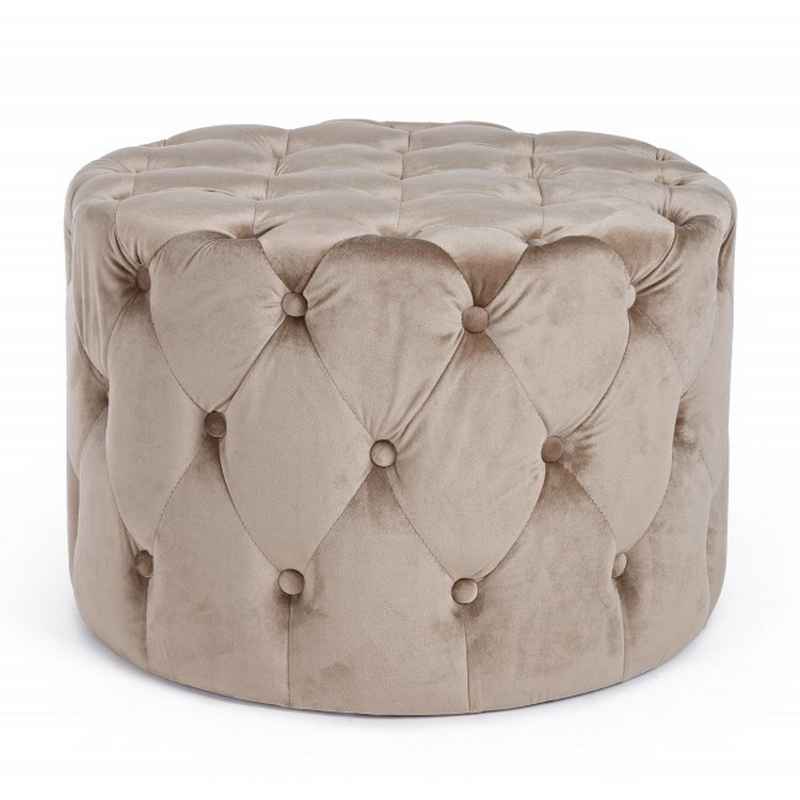 pouf lorella tortora, pouf imbottito in tessuto o velluto con seduta confortevole
