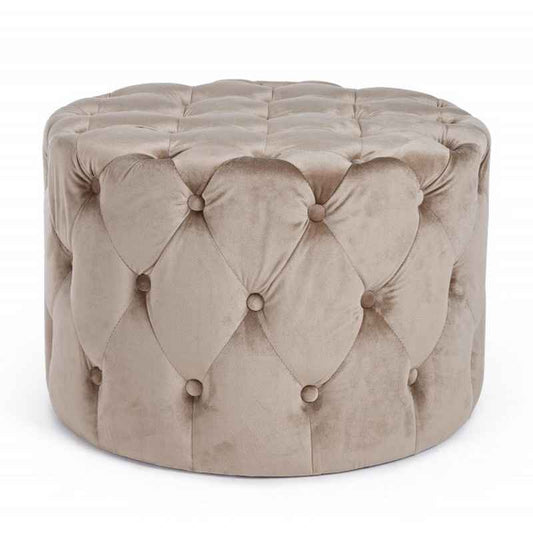 pouf lorella tortora, pouf imbottito in tessuto o velluto con seduta confortevole