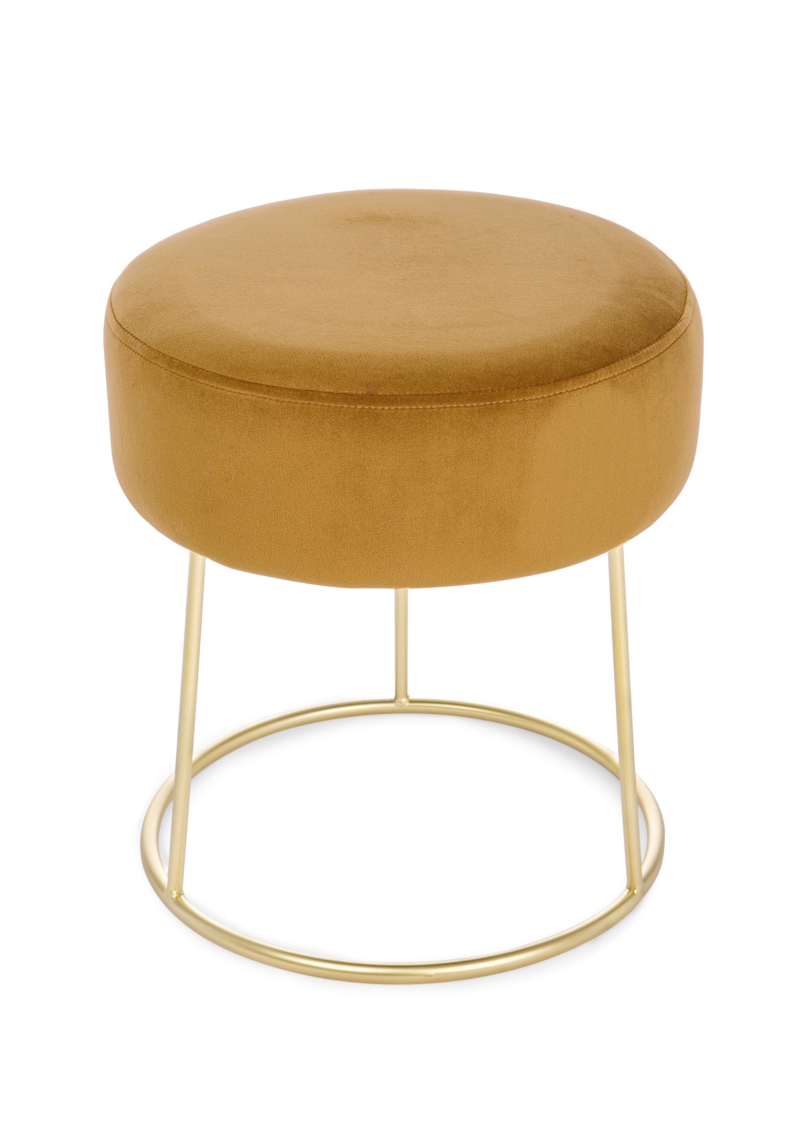 pouf clarissa in velluto senape, pouf imbottito in tessuto o velluto con seduta confortevole