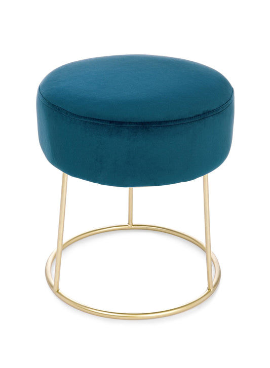 pouf clarissa in velluto blu, pouf imbottito in tessuto o velluto con seduta confortevole