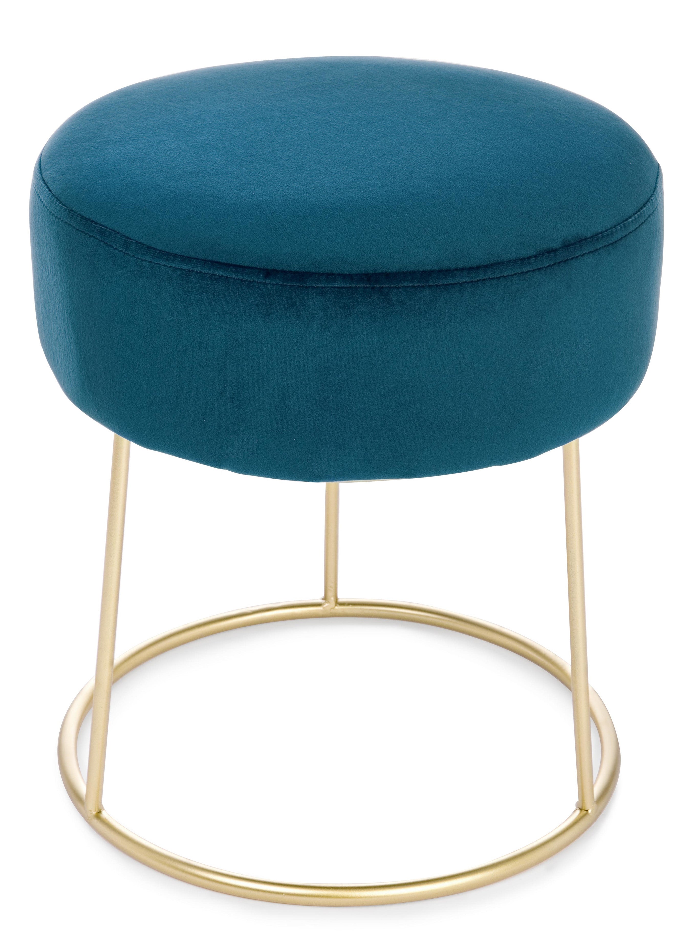 pouf clarissa in velluto blu, dettaglio delle cuciture e materiali di rivestimento