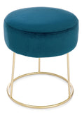 pouf clarissa in velluto blu, dettaglio delle cuciture e materiali di rivestimento