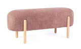 Panca DAYLA in tessuto effetto bouclé rosa scuro e gambe in legno rubberwood