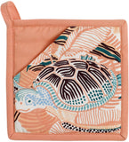 presina 2 in 1 riciclata dori pesca, colore pesca, taglia 20 x 20. presina da cucina su sfondo neutro per una visione chiara del prodotto