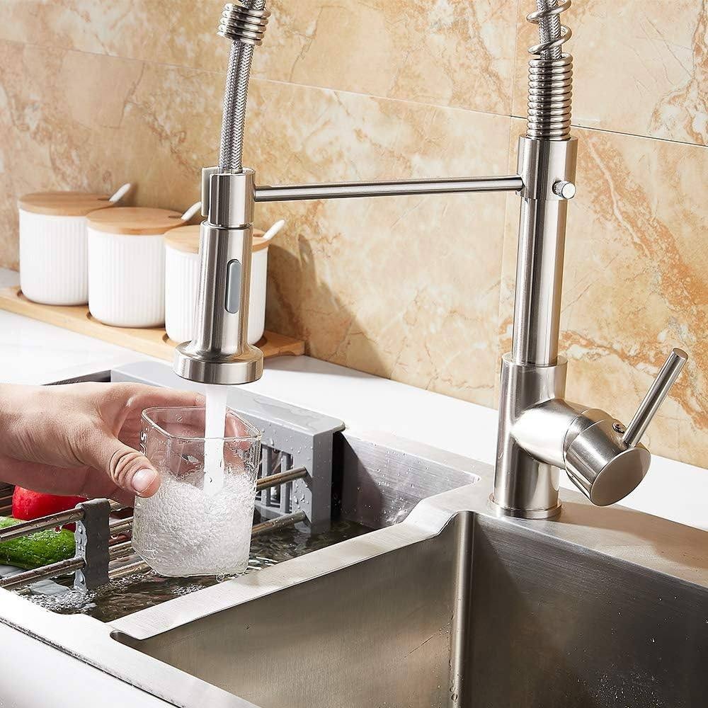 miscelatore da cucina anaconda con doccetta estraibile a molla cromato, accessorio per cucina o bagno moderno