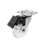 ruota fyunny pivotante trasparente diametro 75 con freno, ruote per mobili viste frontalmente