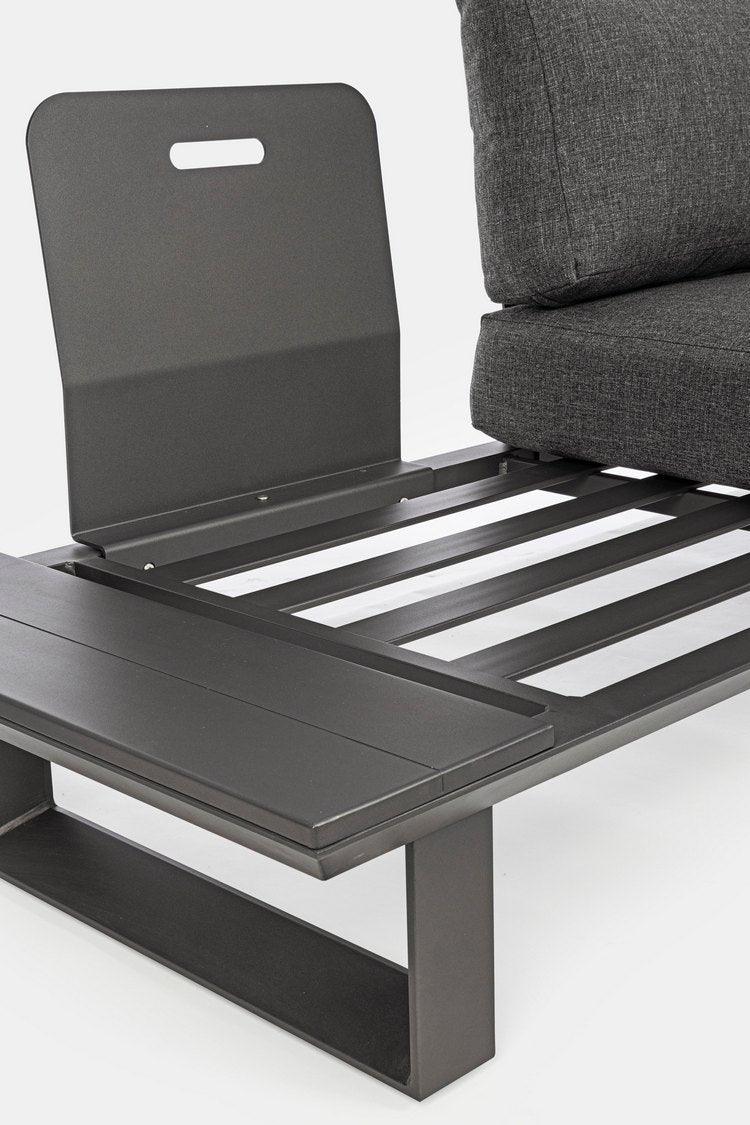 set salotto konnor con 2 divani e 1 tavolino in alluminio antracite, arredo outdoor raffinato e funzionale per ogni stagione
