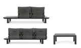 set salotto konnor con 2 divani e 1 tavolino in alluminio antracite, perfetto per momenti di relax all’aperto