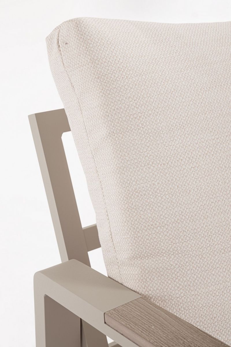 set salotto elna con 1 divano, 2 poltrone e 1 tavolino in alluminio tortora con inserti in polywood, cuscini sfoderabili e...