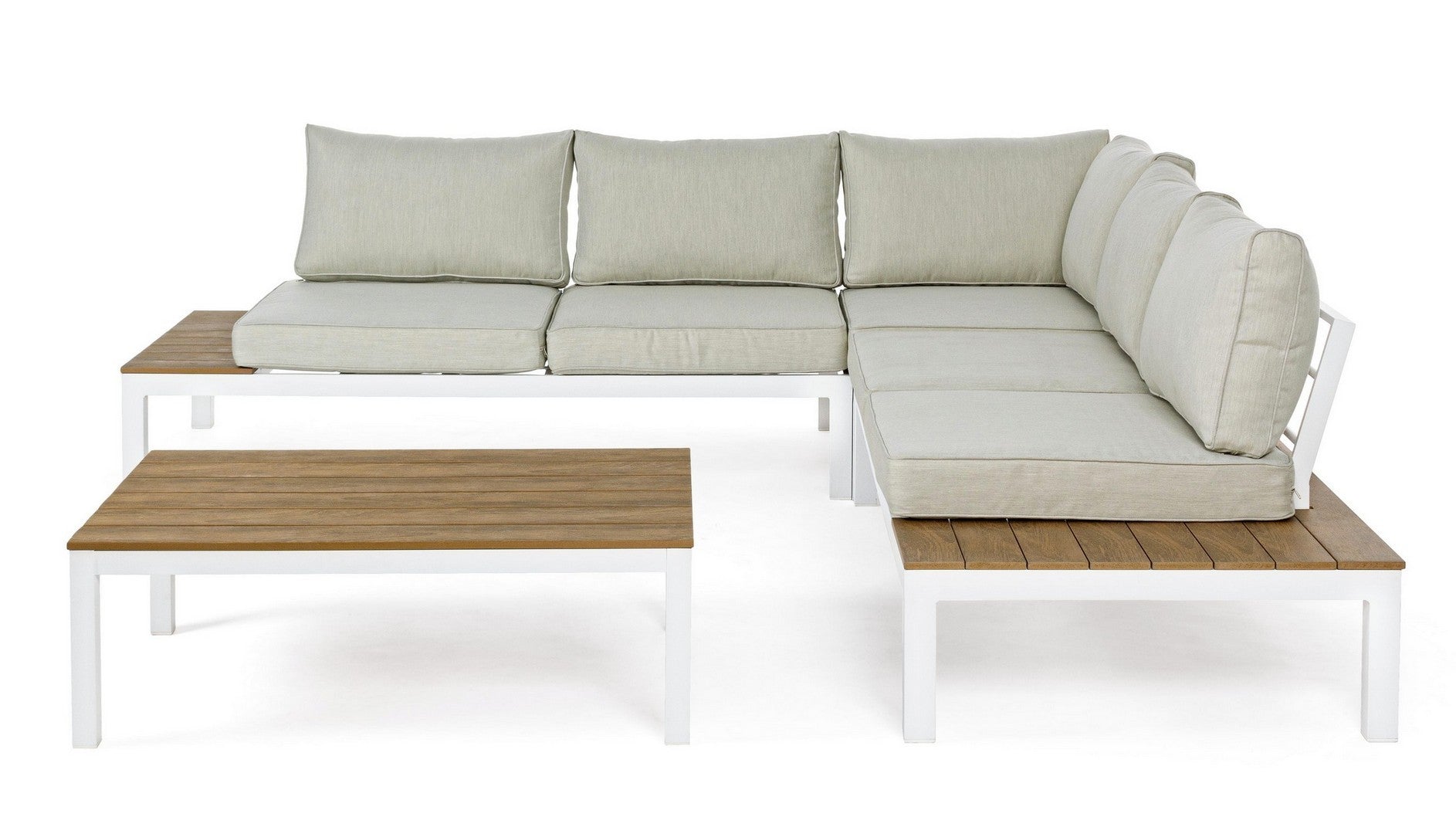 set salotto elias bianco componibile, perfetto per momenti di relax all’aperto