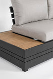 set salotto angolare osten in alluminio antracite e tessuto tortora, ideale per creare una zona lounge esterna accogliente