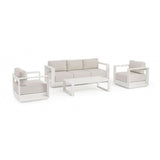 set salotto moses con 1 divano, 2 poltrone e 1 tavolino in alluminio bianco panna, salotto da giardino completo con divano,...