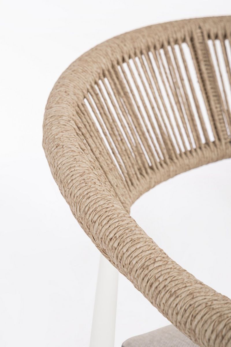 set salotto jandia con 1 divano, 2 poltrone e 1 tavolino in alluminio bianco e fibra intrecciata naturale, cuscini...