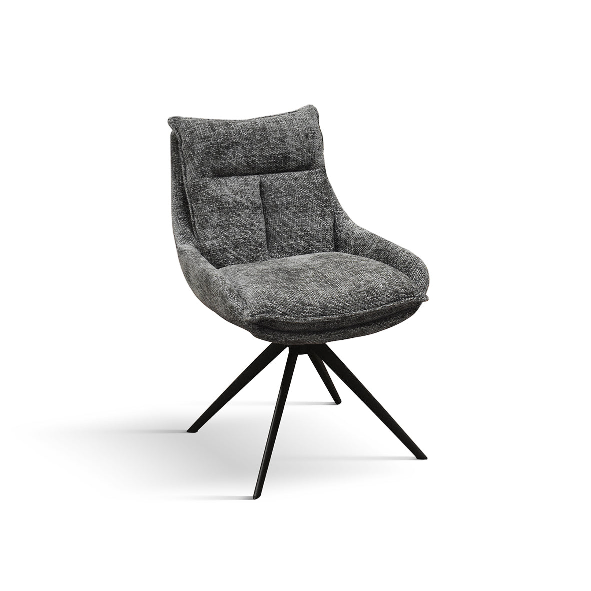 set di 2 sedie zermatt in tessuto grigio e metallo nero, poltroncina elegante con braccioli per zona living o pranzo