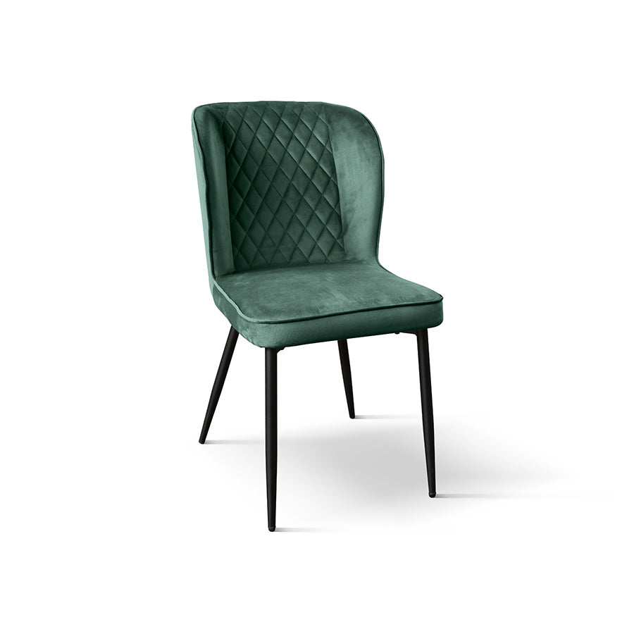 set di 4 sedie soho effetto velluto verdi, sedia dal design moderno per sala da pranzo o soggiorno