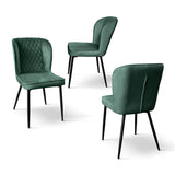set di 4 sedie soho effetto velluto verdi, dettaglio della struttura in legno, metallo o plastica