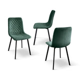 set di 4 sedie noho effetto velluto verdi, dettaglio della struttura in legno, metallo o plastica