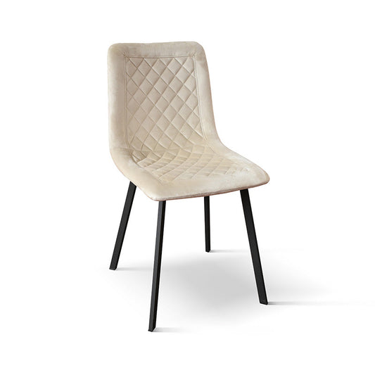 set di 4 sedie noho effetto velluto beige, sedia dal design moderno per sala da pranzo o soggiorno