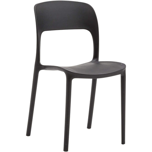 set di 4 sedie fuerteventura in polipropilene nere, sedia per esterno resistente agli agenti atmosferici